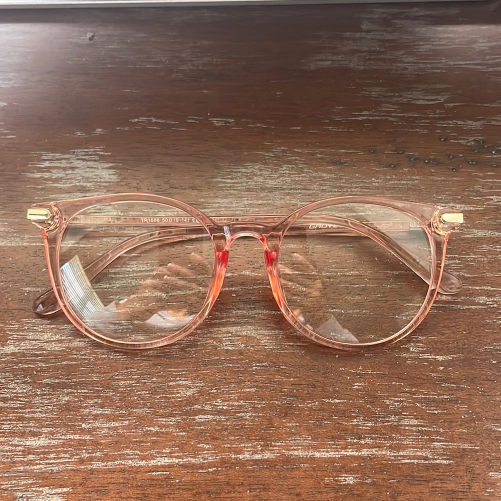 Gaoye TR 1688 50 19 144 clear lens transparent pink eyeglasses.